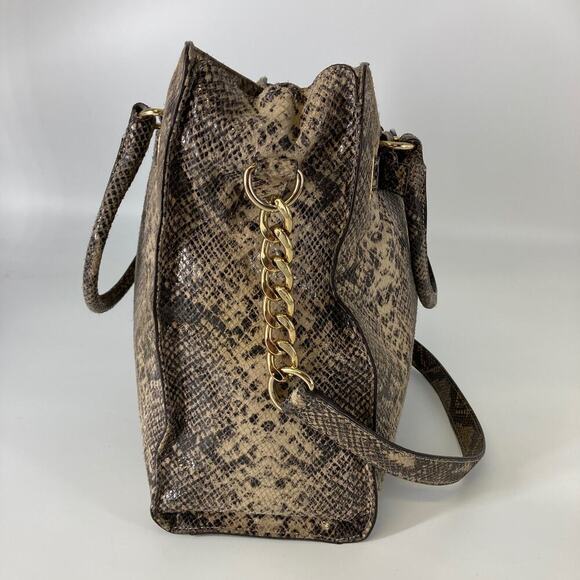 Michael Kors, large tan and black animal print shoulder bag - Picture 2 of 14